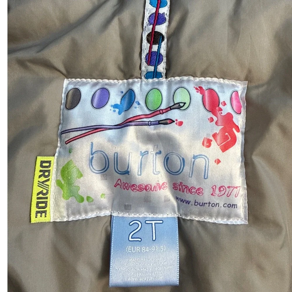 Burton Dryride Toddler Snow Winter Jacket 2T Mini Shred Retro Sticker Print Girl